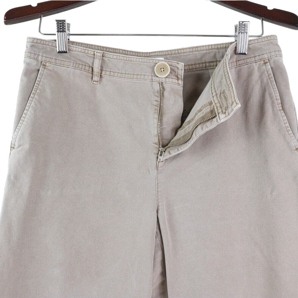 J Jill Size 8 Petite Cotton Canvas Crop Pants Wide Leg Brown Sugar - Picture 5 of 10
